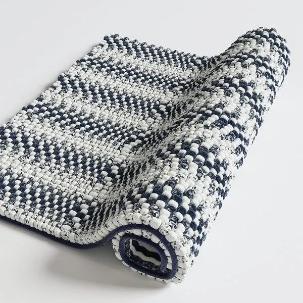 Totti Gemini Dark Blue Microfiber Chenille 16" x 24" Bathroom Mat w/ Gradual Color Change