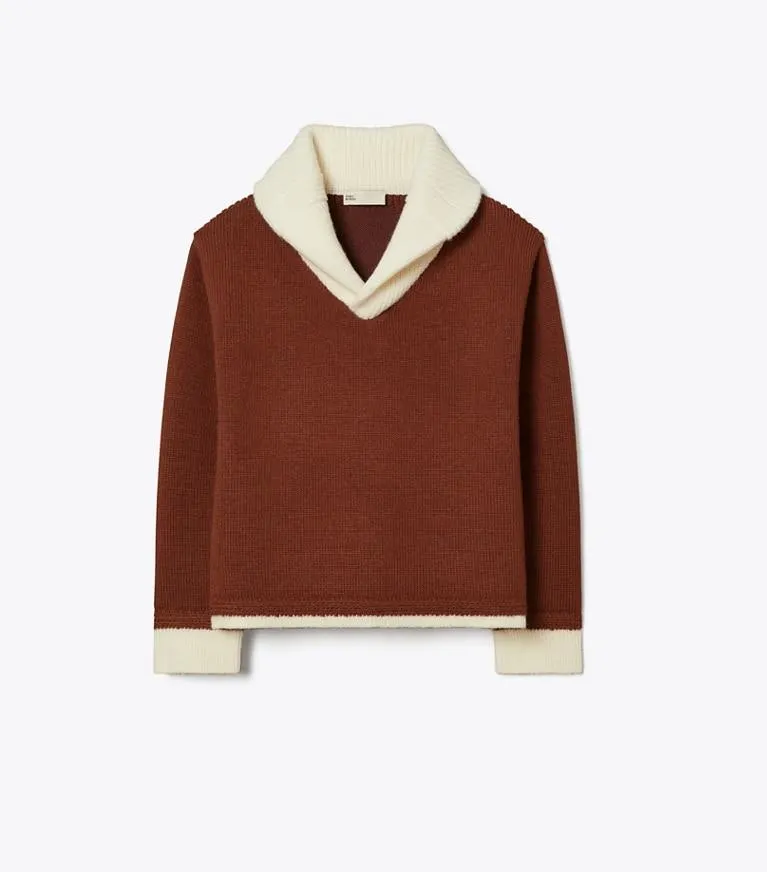 CONTRAST COLLAR WOOL SWEATER