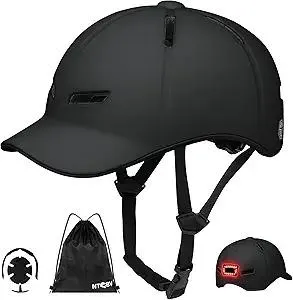 Bike Helmet Adult Men/Women-USB Rechargeable Rear Light CPSC/ASTM Certified 2 Removable Liners Adjustable Lightweight Baseball Cap Style for Youth Road&Mountain Biking Skating Scooter