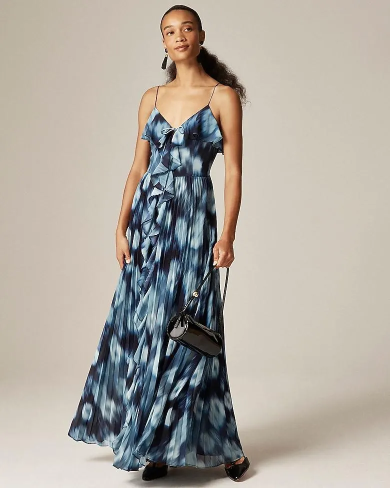 Collection chiffon ruffle dress in blurry floral print