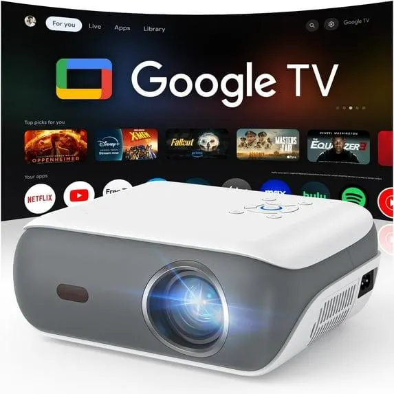 HAPPRUN 4K Google TV Projector,Google Officially Licensed,Dolby Audio,Electric Focus&Keystone