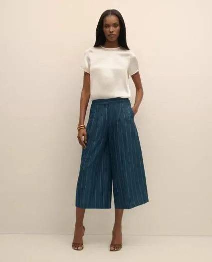 Lyocell-Blend Stripe Wide-Leg Culottes