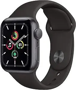Apple Watch SE (GPS, 40mm) - Space Gray Aluminum Case with Black Sport Band (Renewed)
