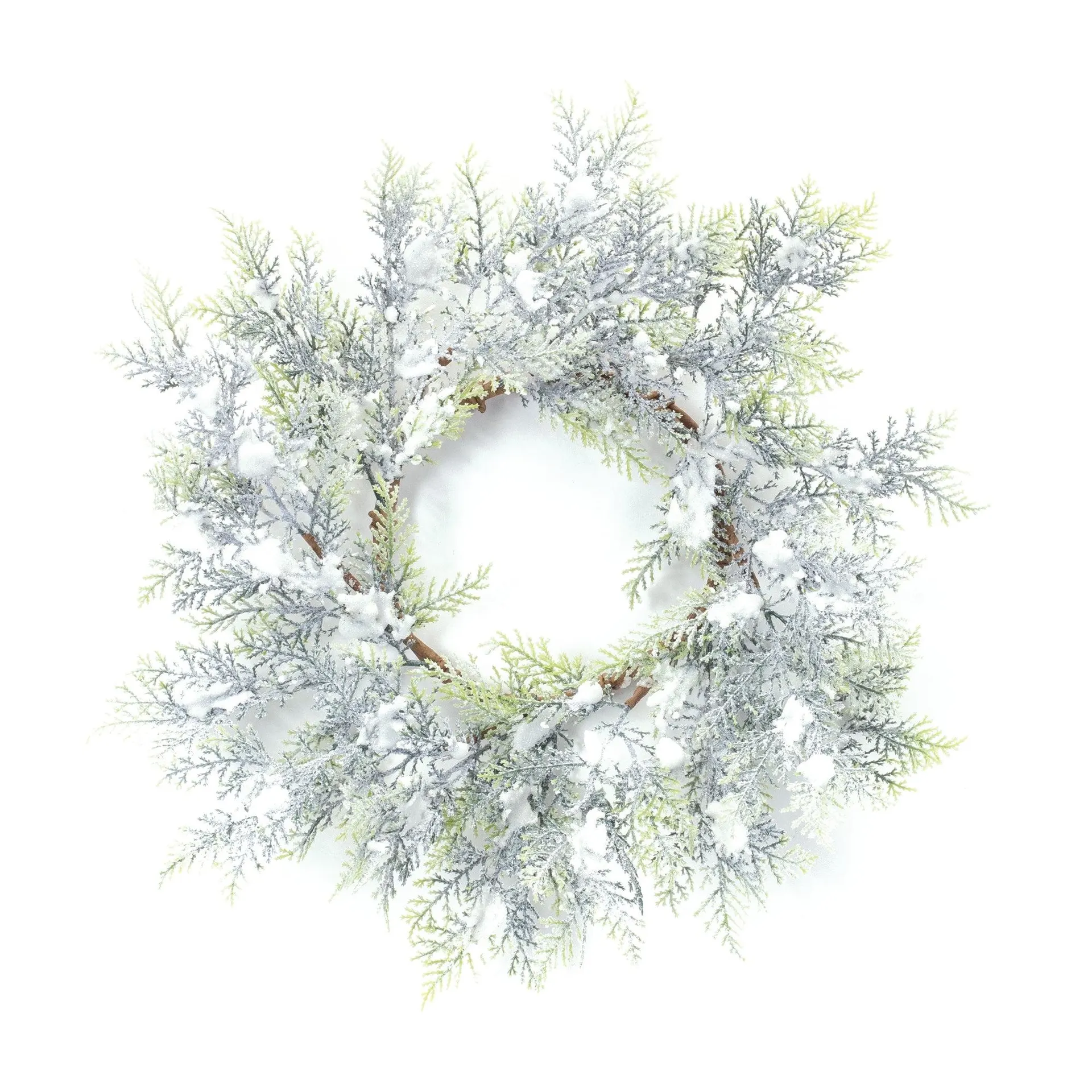 Flocked Cedar Wreath 15"