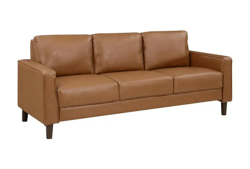 Mendon Brown 77" Faux Leather Sofa