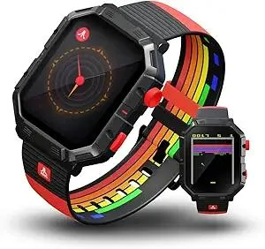 Atari 2600, Retro Gaming Smart Watch with Selective Tech, All Day Fitness Tracker, Built-in Centipede™, Pong™, Missile Command™, Super Breakout™, IP68 Water Resistant