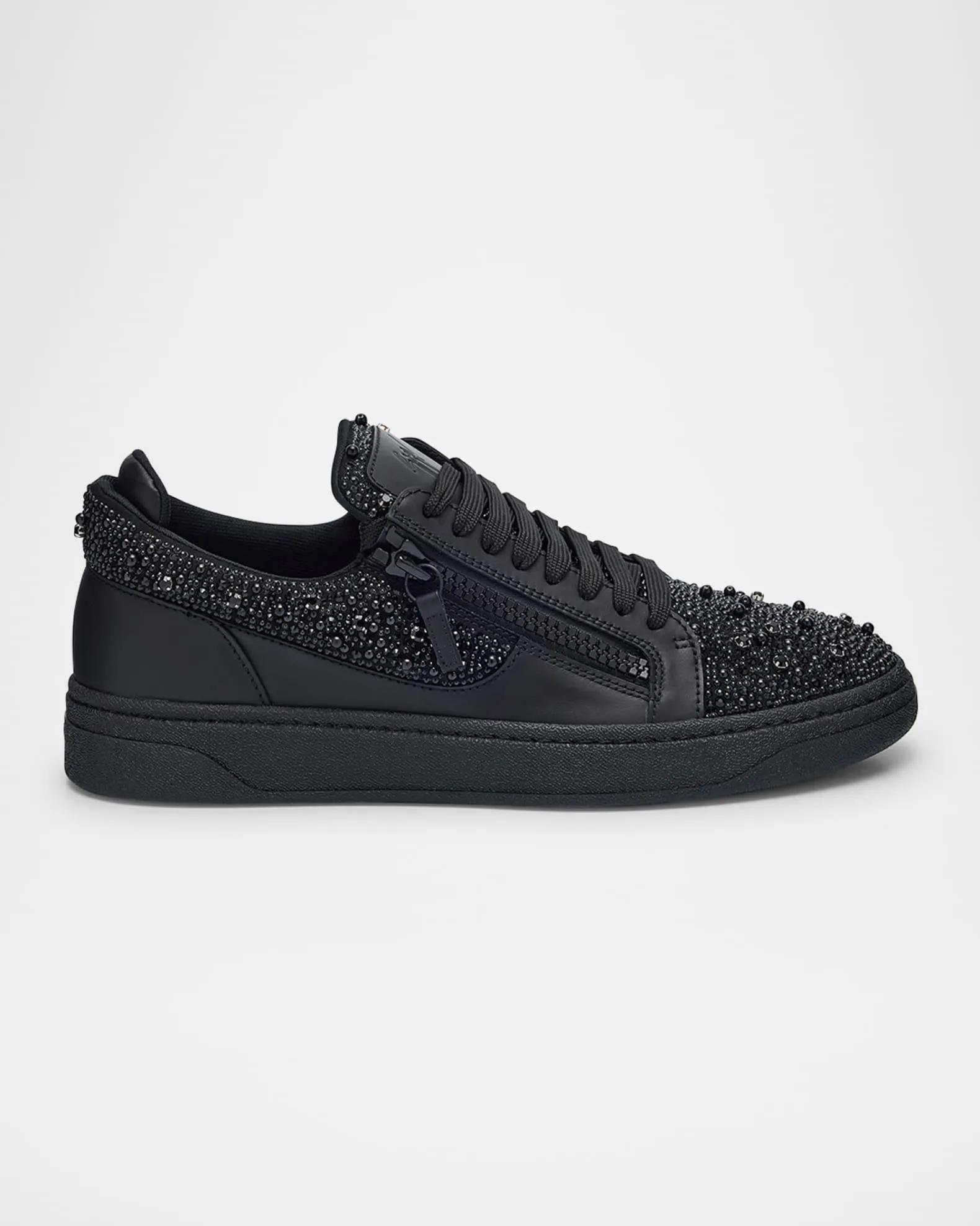 Men's Alicante Leather and Crystal Low-Top Sneakers