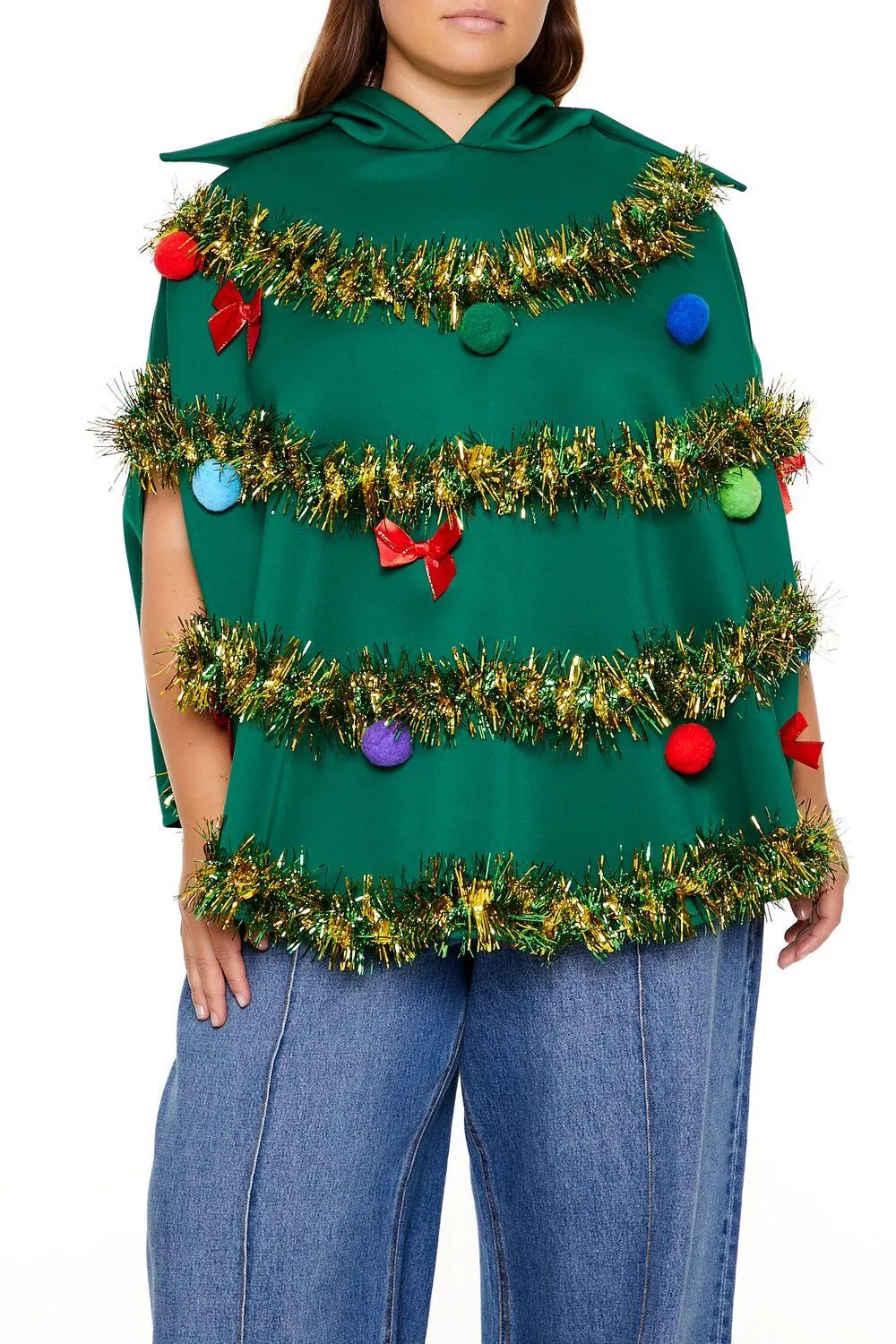 Plus Size Christmas Tree Poncho