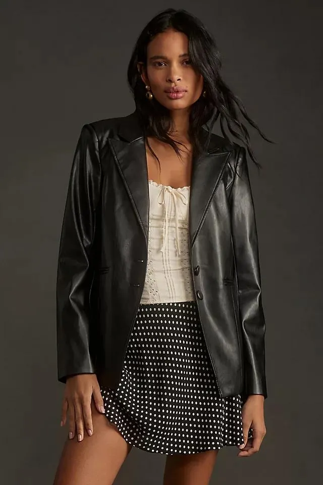 PAIGE Charli Faux Leather Blazer