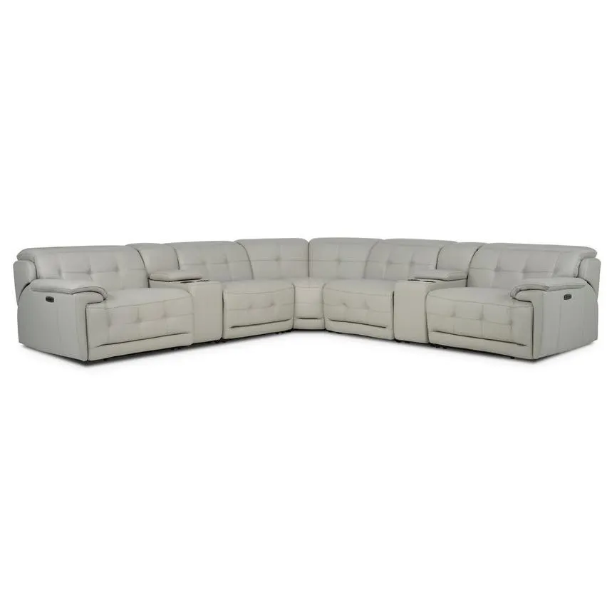 Leather Power Reclining Sectional with 7PCS/3PWR