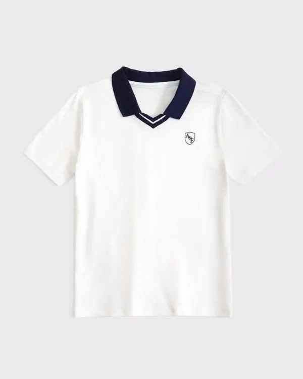 logo pique v-neck polo