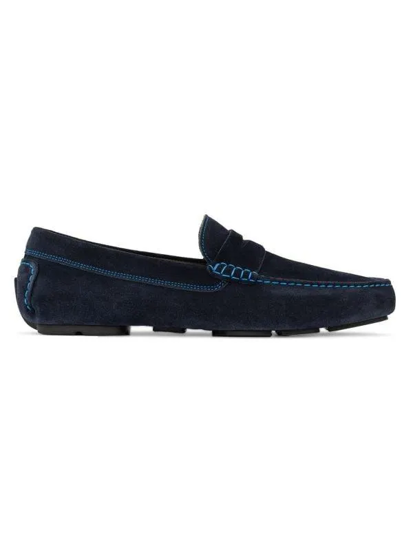 Driver Contrast Stitch Suede Loafers