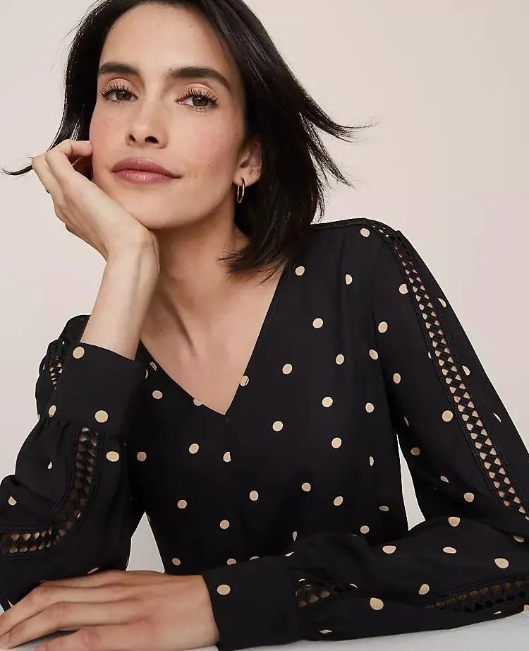 Dotted Lace Trim Top