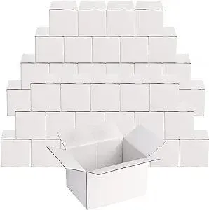 Peohud 40 Pack Small Cardboard Boxes, 6 x 4 x 4 inches Mailing Boxes, Corrugated Packing Shipping Storage Carton Box, White