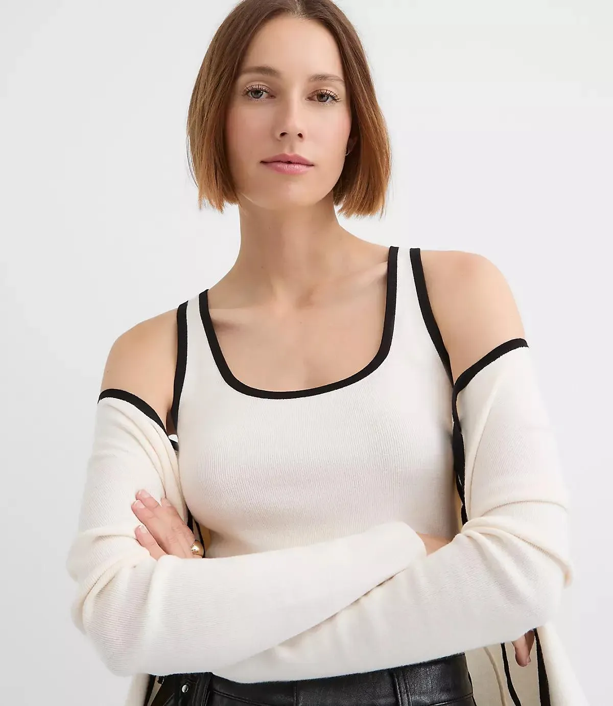 Contrast Ribbed Sweater Tank Top