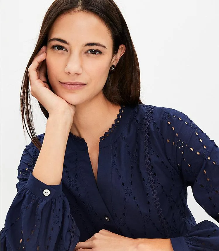 Eyelet Lace Trim Swing Dress