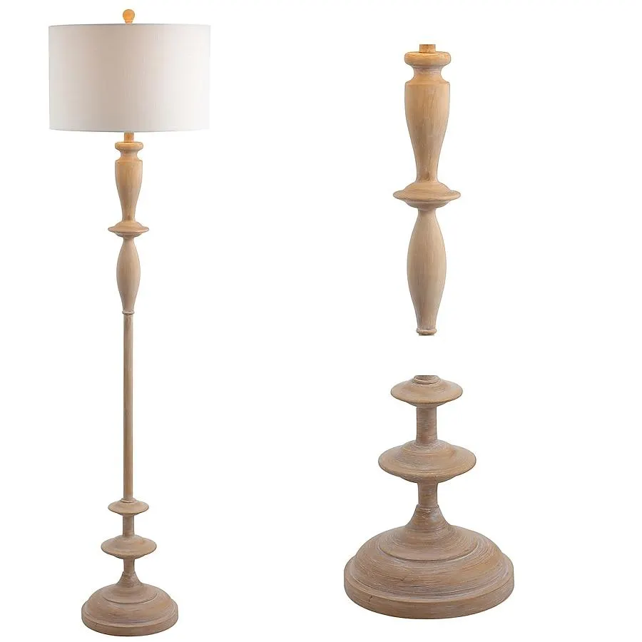 JONATHAN Y Aldrin Resin Transitional 63.5-in Brown Shaded floor lamp Floor Lamp with Linen Shade