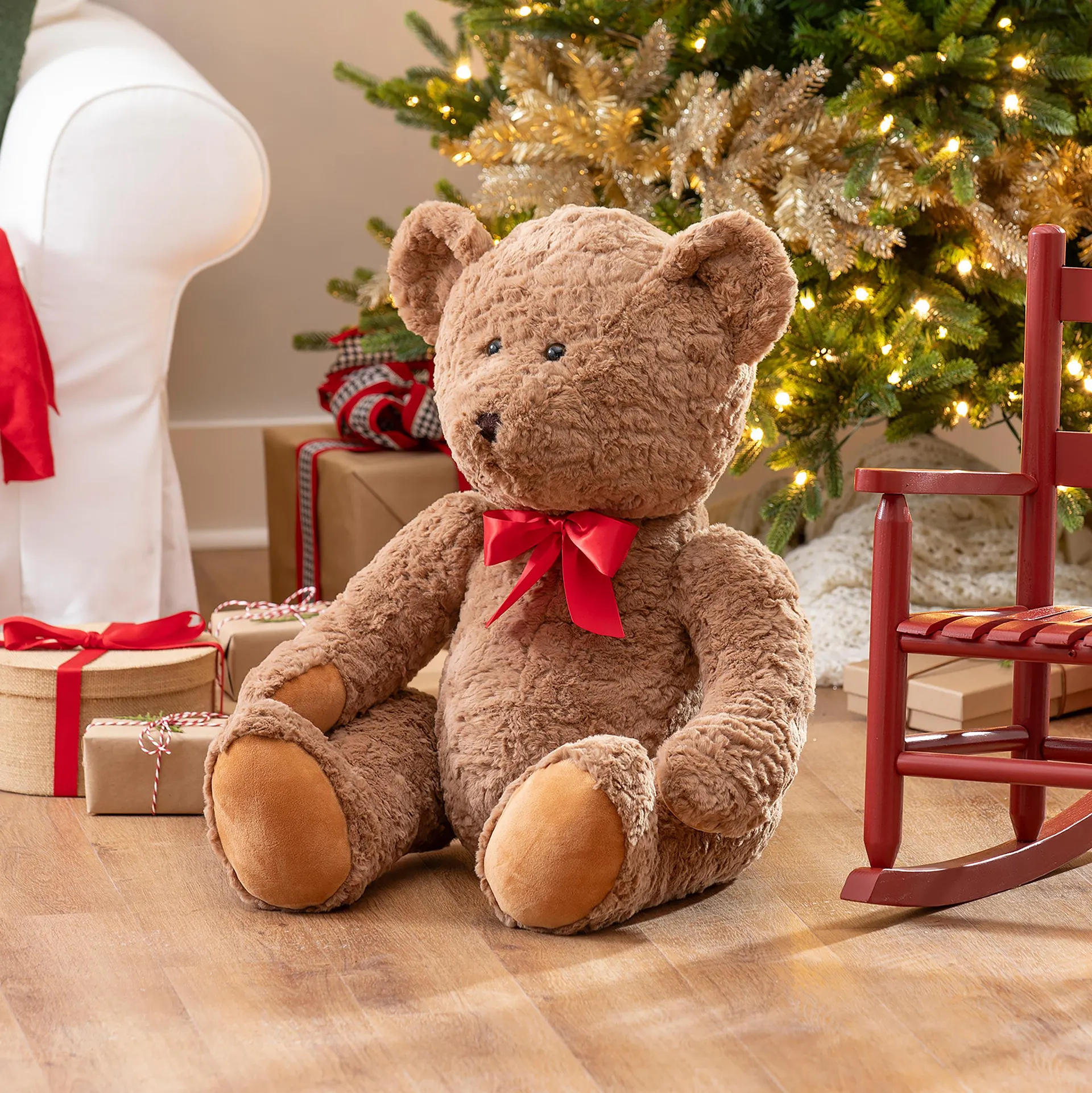 Oversized Plush Bear with Bow