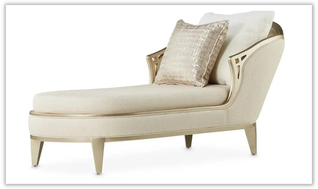 AICO Villa Cherie Polyester Upholstered Chaise in Caramel