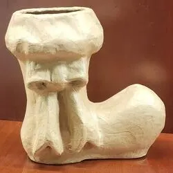 Paper Mache Santa Boot with Ribbon