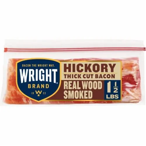 Wright Brand Hickory Real Wood Smoked Thick Cut Bacon Stack Pack