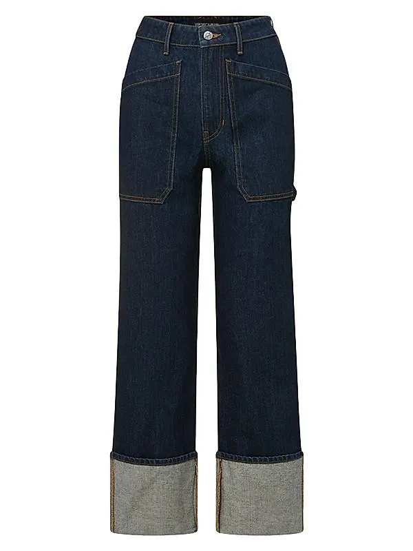 Dylan Cuffed High-Rise Straight Jeans