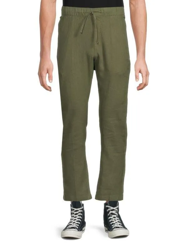 Linen Blend Drawstring Pants