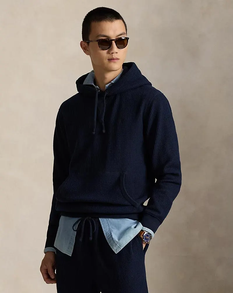 Waffle-Knit Fleece Hoodie