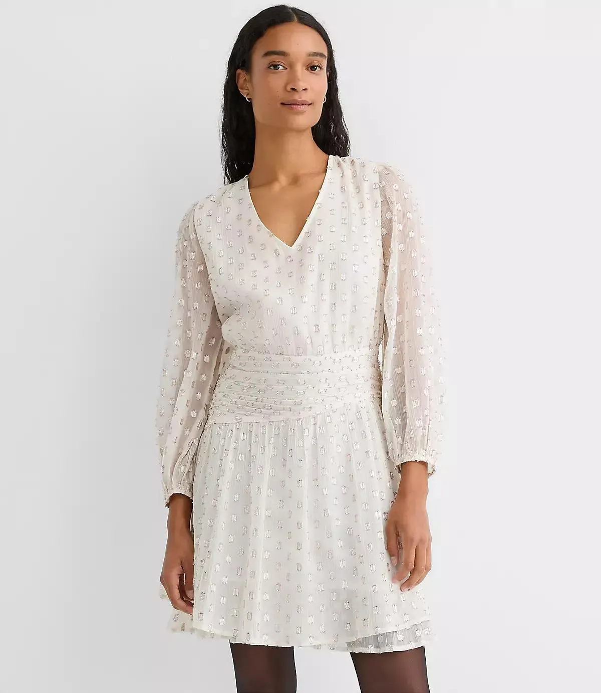 Shimmer Clip Shirred Mini Dress