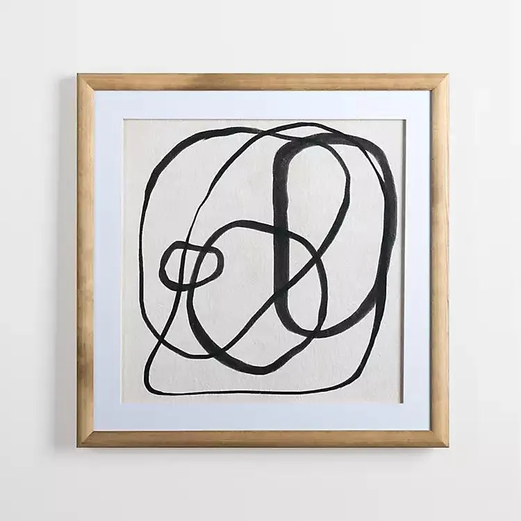 Black Abstract Line Framed Art Print