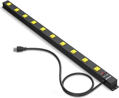 ZESEN 10 Outlet Heavy Duty Long Power Strip Surge Protector with 4ft Cord for Garage Workshop Workbench, ETL Certified, Black