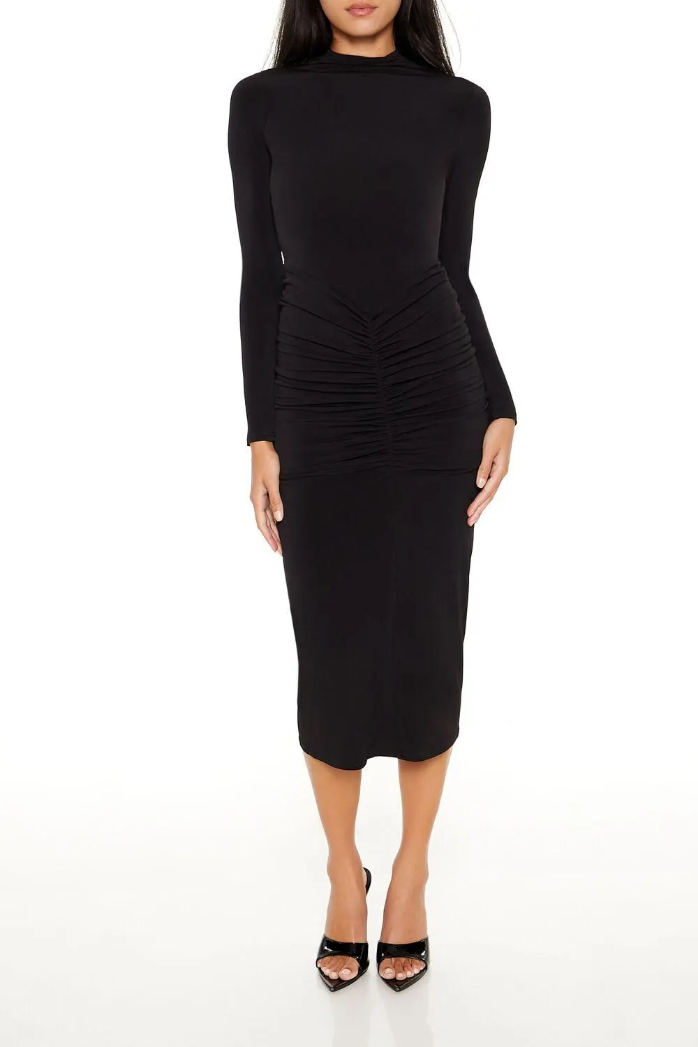 Ruched Bodycon Midi Dress