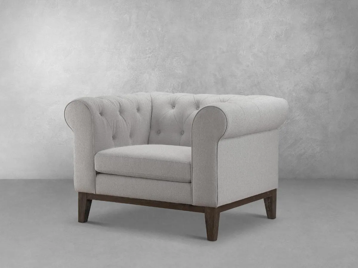 Gwen Stain Resistant Fabric Chesterfield Chair - Light Gray