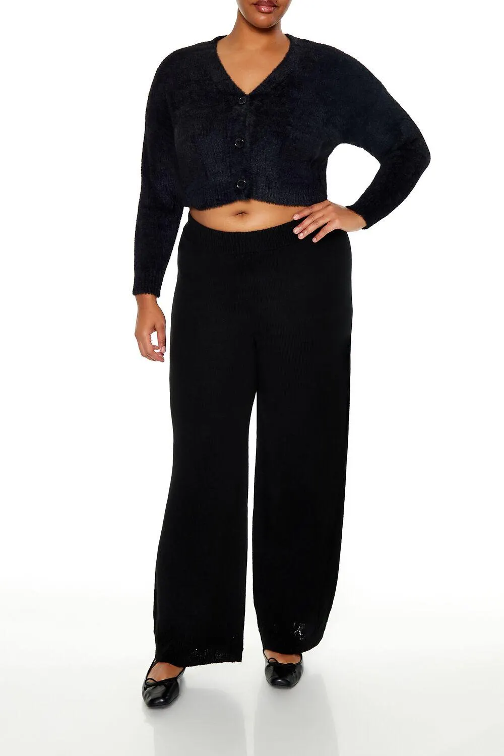 Plus Size Wide-Leg Sweater-Knit Pants