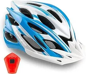 Bike Helmet Men Women, Shinmax Bicycle Helmet with Rear Light and Detachable Visor