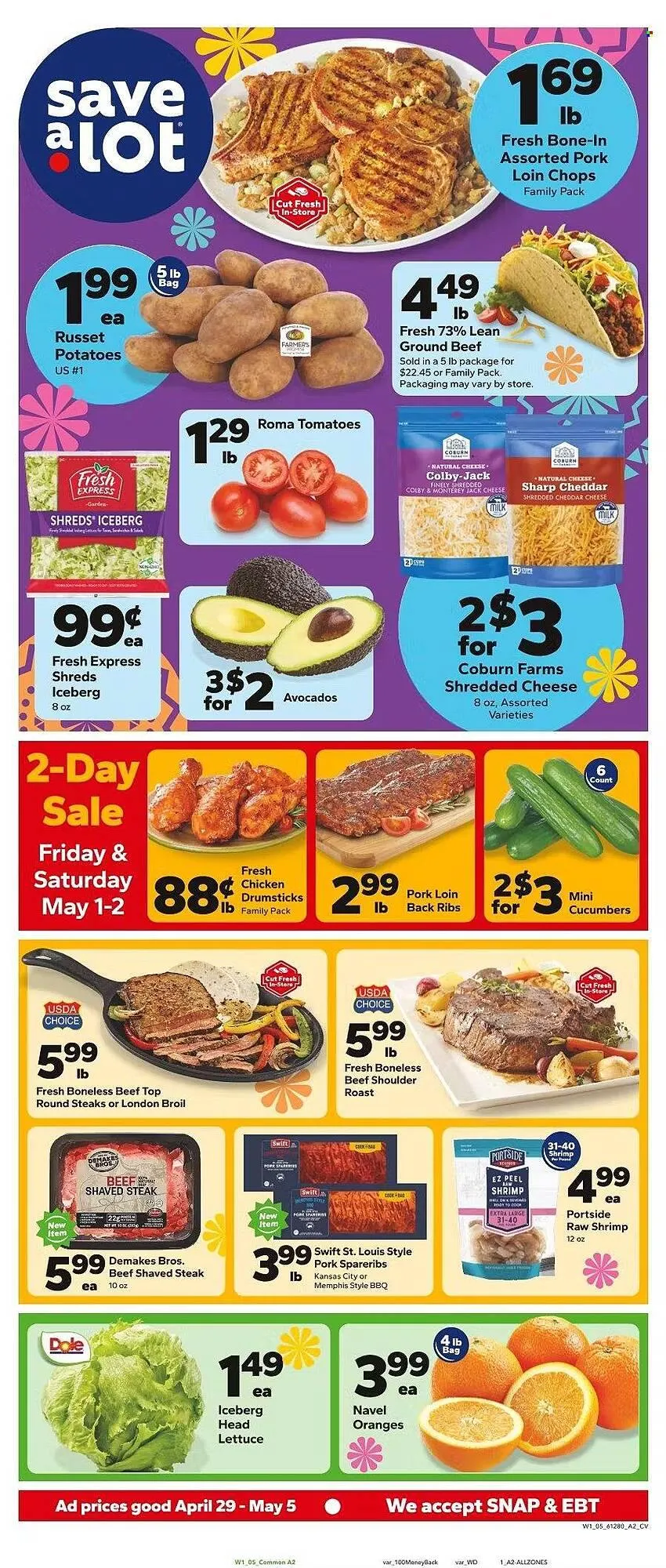 Weekly promotion Save a Lot weekly ad spanning from April 29 to May 5 2026 - Page 1 for Catalogue 365