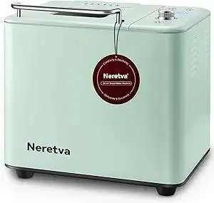 Neretva 20-IN-1 Bread Maker, Dual Heater 2LB Bread Machine Stainless Steel Bread Maker Machine Nonstick Ceramic Pan Compact for Gluten Free/Sourdough/Whole Wheat Bread/Yogurt, Breadmaker-Light Green