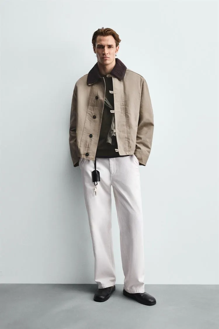 CONTRAST CROCHET COLLAR JACKET