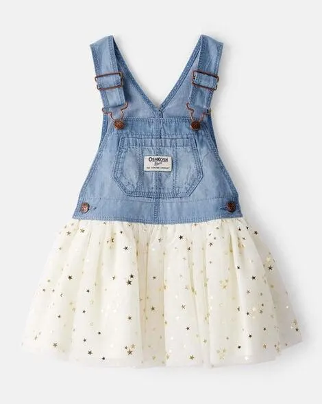 Baby Girl Chambray Tulle Skirtall - Blue/Cream