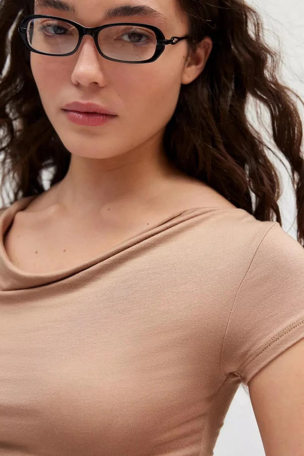 Silence + Noise Lara Cowl Neck Cropped Top