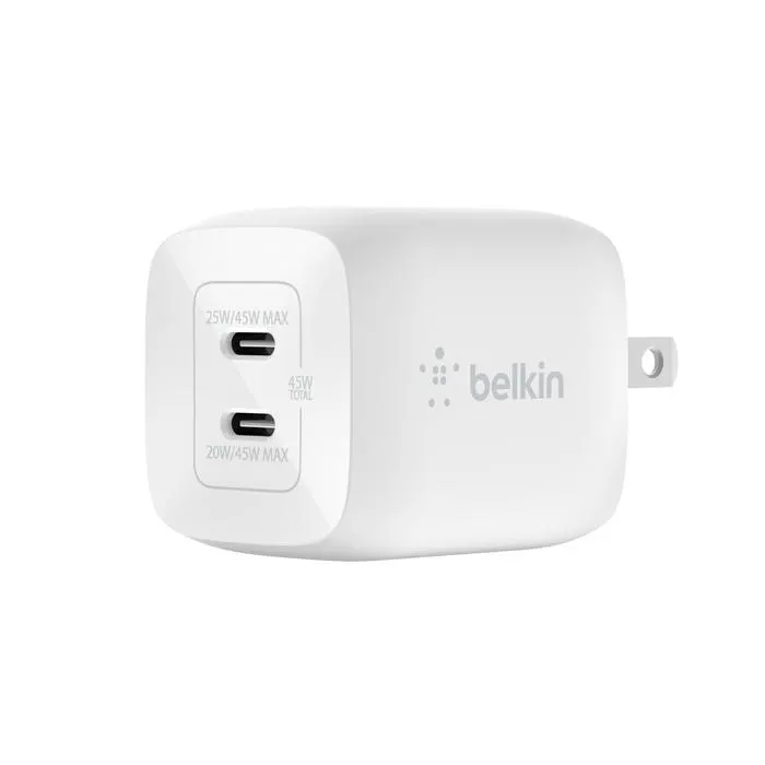 Dual USB-C GaN Wall Charger with PPS 45W