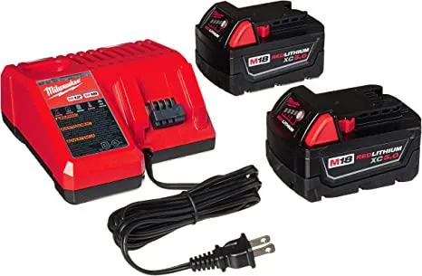 Milwaukee 48-59-1850 M18 RED LITHIUM XC 5.0 Ah Batteries (2) + 48-59-1812 M12 and M18 Multi Voltage Charger kit