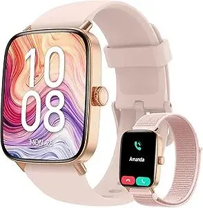 Smart Watch for Women, 2025 New Smartwatch (Answer/Make Call) for iPhone/Android, 1.85" HD Dynamic Dial Fitness Tracker with 110+ Sport Modes, Sleep/Health Monitor, IP68 Waterproof, with 2 Bands