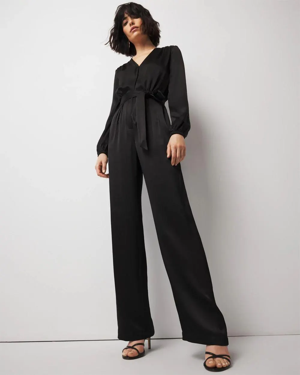 V-Neck Satin Jumpsuit