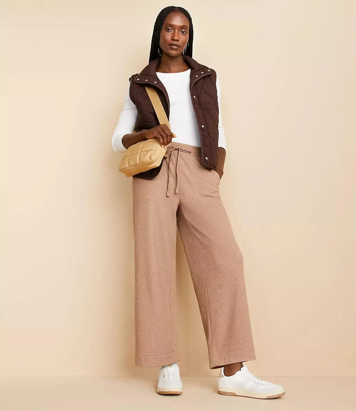 Lou & Grey Brushed Wafflestitch Wide Leg Crop Pants