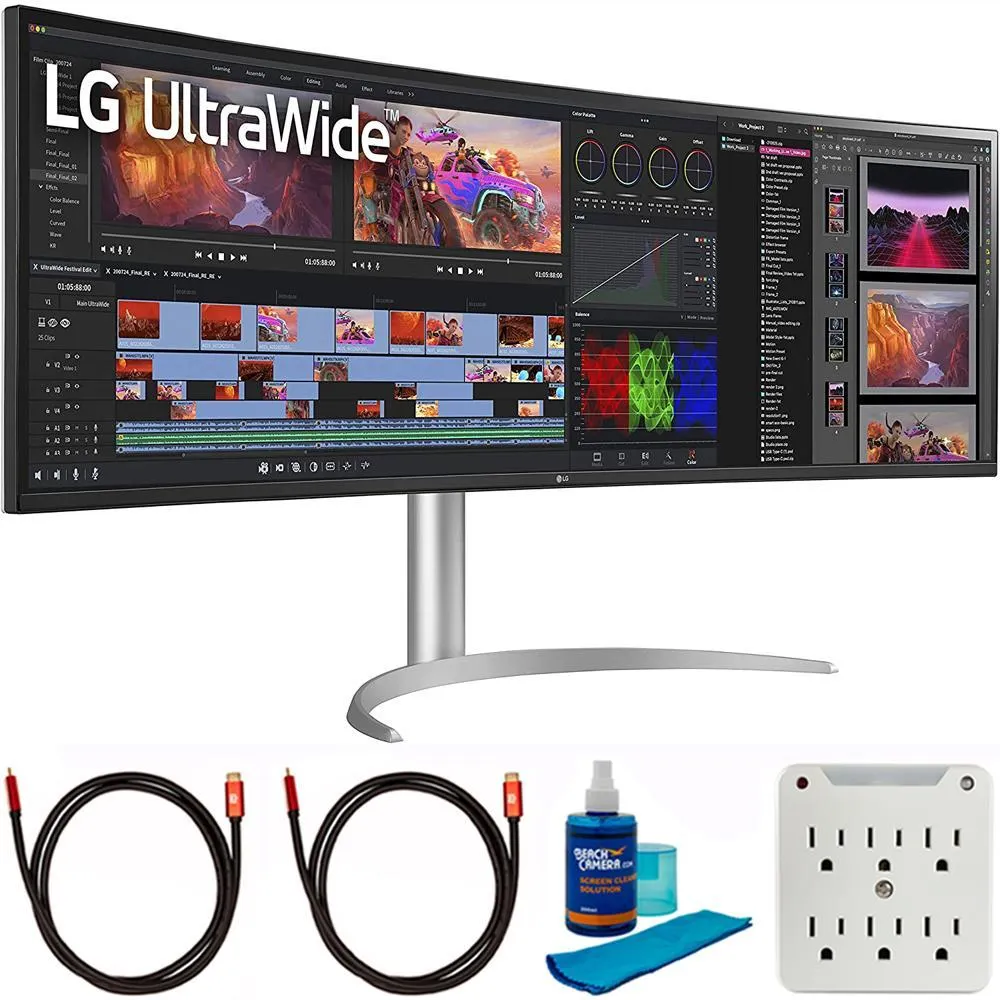 LG 49" 32:9 UltraWide Dual QHD Nano IPS Curved Monitor with Cleaning Bundle