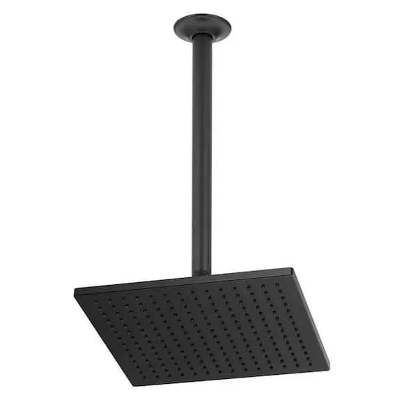 1-Spray Patterns 2.5 GPM 11.75 in. Ceiling Mount Fixed Shower Head in Matte Black