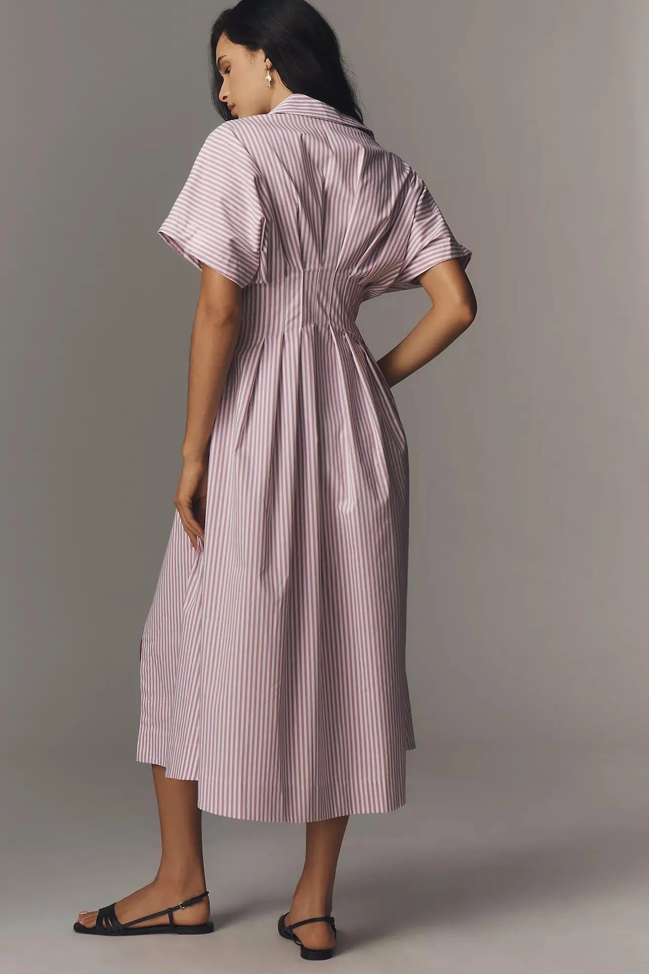 The Tobie Button-Front Pleated Shirt Dress by Exquise