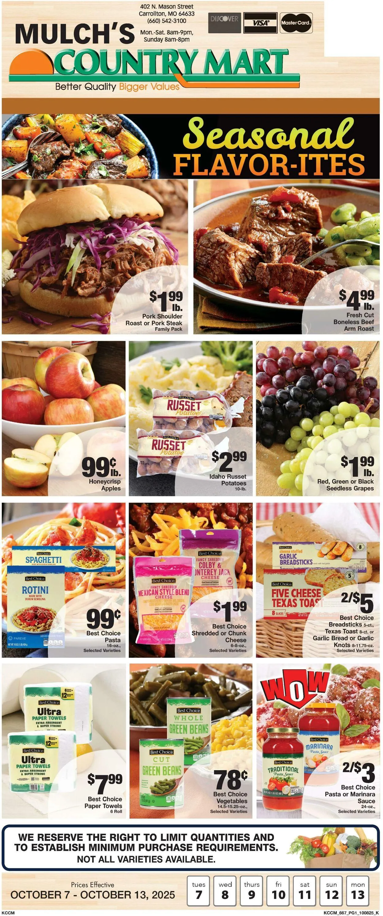 Weekly ad Country Mart from October 7 to October 13 2025 - Page 1