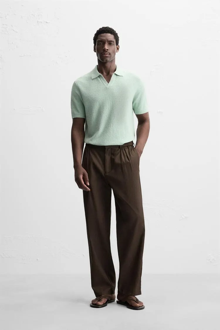 TEXTURED KNIT POLO SHIRT